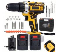 Perceuse-visseuse sans fil 21 V + 2 batteries, kit de tournevis, outil électrique, marteau, perceuse-visseuse sans fil ✨✨ PERCEUSE-VISSEULE SANS FIL 21V 2xAKU + ENSEMBLE D'ACCESSOIRES ✨✨Un outil fiabl