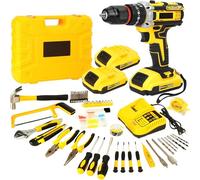Perceuse Visseuse Sans Fil 21V, 2 Batteries 2.0ah,45NM Perceuse Percussion,Boite Outils Complete,120 PCS, Mandrin Métallique sans Clé 3/8 "et Embrayage à Impact 25+3, Pour La Bricolage Ménagers