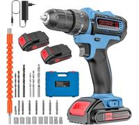 Perceuse Visseuse Sans Fil 21V avec Mallette - Kit Complet : 2 Batteries 2000mAh, 2 Vitesses, 25+3 Couples, Mandrin 10mm & 24 Accessoires - Pour Maison, Meubles et Bricolage