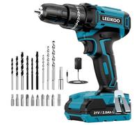 Perceuse Visseuse Sans Fil 21V, LEEIKOO Visseuse Devisseuse avec Batteries 2.0Ah, 42N.m Percussion, 25+3 Réglages de Couple, 24 Accessoires, 2 Vitesses, LED, pour Projet de Bricolage