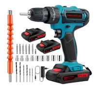 Perceuse Visseuse Sans Fil 21V, Perceuse Visseuse Devisseuse Sans Fil, Perceuse Sans Fil, Perceuse Visseuse Percussion Sans Fil pour le Bricolage, 25+3 Réglages de Couple, 24 Accessoires, 2 Vitesses