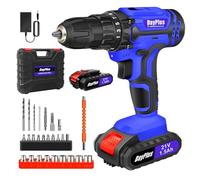 Perceuse Visseuse Sans Fil, 21V Visseuse Devisseuse avec2* 1.5Ah Batteries, 45Nm Perceuse Percussion, 25+1 Réglages de Couple, 10mm Métal Mandrin Verrouillage, 2 Vitesses, 29 Accessoires, LED Light