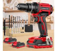 Perceuse Visseuse Sans Fil 21V, Visseuse Devisseuse Sans Fil avec 2 Batteries 2.0Ah, 42Nm Perceuse Percussion, 25+3 Réglages de Couple, LED, 2 Vitesses, 14 Accessoires, pour la Bricolage