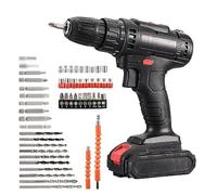 Perceuse Visseuse Sans Fil 21V, Visseuse Devisseuse Sans Fil avec 2 Batteries 2.0Ah, 45N.m Percussion, 21+1 Réglages de Couple, LED, 2 Vitesses, pour Projet de Bricolage (Noir 1)