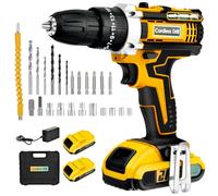 Perceuse Visseuse sans Fil 21V: Visseuse Devisseuse Sans Fil avec 2 Batteries Lithium 2.0Ah, 25+3 Positions Couple, Mandrin Autoserrant, LED, 24 Accessoires, pour Bricolage Bois Métal Maison