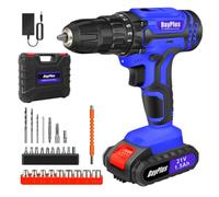 Perceuse Visseuse Sans Fil 21V, Visseuse Devisseuse Sans Fil avec1500mh Batteries, 45Nm, 25+1 Réglages de Couple, 2 Vitesses, LED,29 Accessoires et Valise,pour la réparation de la maison, le bricolag