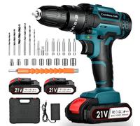 Perceuse Visseuse Sans Fil 21V: Visseuse Sans Fil avec 2 Batteries 2AH, 25+3 Paires, 24pcs MèChes, 2 Vitesses, LumièRe Led pour Les Projets de Bricolage à la Maison