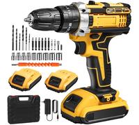 Perceuse Visseuse Sans Fil 28V, Perceuse électrique sans fil avec 2 Batterie + 24 accessoires, 25+3 Réglages de Couple,lampes LED, perceuse pour bricolage (18V)