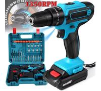 Perceuse Visseuse Sans Fil 3 en 1 avec 2 Batteries, 32 N.m, 25+3 Réglages de Couple, 24 Accessoires, 2 Vitesses, Lumières LED