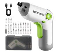 WORKPRO Perceuse Visseuse Sans Fil 6Nm 3,6V, Visseuse Devisseuse Excentrique avec 21 Embouts, Barre d'Extension, Batterie 2000 mAh, Lumière LED, Câble USB, Boîte de Rangement, pour Bricolage, Blanc