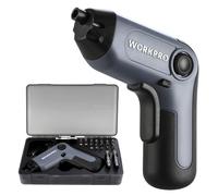 WORKPRO Perceuse Visseuse Sans Fil 6Nm 3,6V, Visseuse Devisseuse Excentrique avec 21 Embouts, Barre d'Extension, Batterie 2000 mAh, Lumière LED, Câble USB-C, Boîte de Rangement, pour Bricolage, Gris