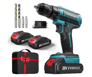 Perceuse Visseuse Sans Fil avec 2 Batteries, Perceuse Devisseuse Sans Fil 20V, Couple Max 42Nm, Visseuse Devisseuse 2 Vitesses LED, Compatible avec Batteries Makita, 25+1 Couple, 10mm Mandrin