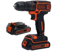 Perceuse-visseuse sans Fil BLACK + DECKER BDCD18B - 18 V - 1,5 Ah - 2 Batteries Et Chargeur 200 Ma Inclus