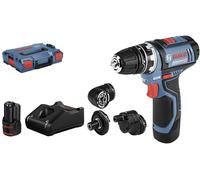 Perceuse-visseuse sans fil Bosch Professional GSR 12V-15 FlexiClick 06019F6000 12 V 2 Ah Li-Ion + 2 batteries, + chargeur, + accessoires, + mallette