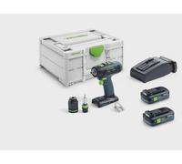 Perceuse-visseuse sans fil T 18+3 TBX 4,0 I-Plus - FESTOOL - avec 2 batteries 4Ah - chargeur - SYSTAINER - 579370