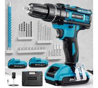 Perceuse Visseuse Sans Fil, Visseuse Devisseuse Sans Fil 21V, Perceuse Percussion 42Nm avec 2 Batteries 2.0Ah, 25+3 Réglages de Couple, LED, 2 Vitesses, 30 Accessoires pour la Bricolage