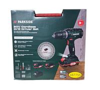 Parkside Perceuse-visseuse sans fil X20V PABS 20-Li – 2 batteries Li‑ion, 73 accessoires