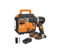 WORX Perceuse Visseuse sans Fil Brushless 20V WX102, Compacte et légère, Couple 60Nm, Mandrin 13mm, 2 vitesses, Lumière LED, Vissage et Dévissage, Livrée avec 2 Batteries 2Ah et Chargeur rapide
