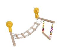 Perche à oiseaux à ventouse - Support d'air en bois pour perroquet - Échelle d'escalade suspendue - Jouet d'aire de jeu suspendu pour fenêtre en cage - Accessoire d'entraînement interactif