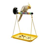 Perche à oiseaux avec ventouse et bac de récupération des déjections | Perchoir pour oiseau, perchoir pour perruches, perruches, pinsons, maison, salon, aire de jeux, entraînement