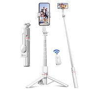 Perche à Selfie, 106cm Perche Selfie Extensible avec Trépied Renforcé et Stable, Bâton Selfie Tige Télescopique en Alliage D'aluminium & Télécommande pour Appareils iPhone et Android (Blanc)
