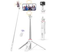Perche a Selfie avec 2 Lumières, 135CM Extensible Trepied Smartphone avec Télécommande Sans Fil et Support pour Téléphone Trépied Portable et Flexible Plus Stable Trépied de Voyage pour iphone/Android
