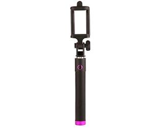 Perche à selfie avec câble télécommande pour autoportrait, perche extensible à main, rose rouge