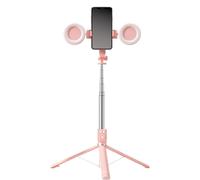 Perche à selfie avec lumière et télécommande Bluetooth, mini trépied extensible de 170,2 cm pour iPhone, Samsung, Android, perche à selfie sans fil 6 en 1 pour streaming en direct TikTok YouTube (rose