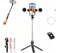 Perche à Selfie avec Lumières, Perche à Selfie avec Trépied, Suivi Automatique du Visage Et Télécommande, Connexion sans Fil Bluetooth, Compatible avec De Nombreux Modèles De Téléphones (Noir)