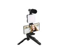 Perche à selfie avec trépied et microphone, noir