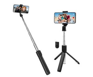 Perche à selfie avec Trépied Extensible et Télécommande Bluetooth Noir
