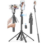 Perche à Selfie de 163cm Stabilisateur pour Smartphone, Rotatif à 360° Trépied de Suivi Automatique du Visage de, avec Télécommande Amovible & Support Stable Aluminium Selfie Stick Pour iPhone/Samsung