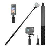 Perche à selfie invisible en aluminium - 150 cm - Avec 7 barres - Caméra d'action - Barre à selfie en aluminium - Monopode à vis 1/4 pour Insta 360 x5 Action RS ONE X2 X3 OSMO