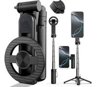 Perche à selfie magnétique multifonction 4 en 1, rotation à 360°, mini trépied portable extensible pour téléphone avec télécommande et anneau en métal pour iPhone et Android, pour voyage Vlog Live
