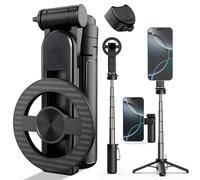 Perche à selfie magnétique multifonction 4 en 1, rotation à 360°, mini trépied portable extensible pour téléphone avec télécommande et anneau en métal pour iPhone et Android, pour voyage Vlog Live