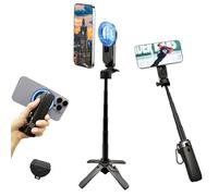 Perche à selfie magnétique rotative multifonction 4 en 1, trépied portable de poche pour iPhone, trépied magnétique avec télécommande, pour TikTok/Vlog/Live Stream/enregistrement vidéo