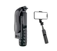 Perche à selfie portable intelligente compatible avec Samsung Galaxy A17 / A07 / A56 / A36 / A26 / A16 / A06 (SS06) - Pliable - En aluminium - Télécommande amovible - Flexible - Extensible - Mini
