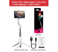 Perche à selfie sans fil avec Bluetooth,trépied intelligent télescopique,monopode avec support de téléphone,caméra d'action,smartphone,C01S,le plus récent - Type white