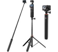 Perche à selfie télescopique - PAPECO - TP-22 - Trépied intégré - 136 cm - Compatible GoPro/DJI/Insta360
