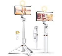 Perche à selfie trépied de 117 cm avec télécommande sans fil et LED