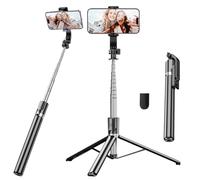 Perche à selfie trépied de téléphone avec télécommande et lumières LED de remplissage, support de téléphone portable de 129,5 cm de hauteur pour voyage, vlogging, streaming vidéo en direct