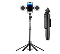 Perche à selfie, trépied de téléphone de 180 cm, support de téléphone portable haut avec télécommande et lumière de remplissage, 180 cm, stabilité maximale, portable, idéal pour enregistrer des vlogs,
