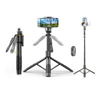 Perche à selfie, trépied pour perche à selfie Bluetooth, avec 2 pièces de lumière d'appoint Gimbal (selfiestick (3 en 1 mini selfiestick))