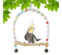 Perche de Cage, Support d'oiseau pour Cage | pour accrocher à mâcher balançoire en Bois Debout,Hamac avec Pont pivotant Arc-en- Jouet avec Debout pour Oiseaux pour Cal