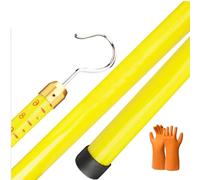 Perche de Mesure, Perche d'arpentage isolée Haute Tension - Perche télescopique de 10 m avec Sac de Transport et Gants 25 KV, Outil Portable de Mesure de Hauteur de Charge (Jaune)