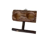 Perche de perruche pour cage - Distributeur de nourriture en bois naturel Dipser 15 x 14 x 6,5 cm
