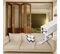Perche de Sauvetage Guide de Porte pour Maison, Rail Coulissant Supérieur et Inférieur, Rail de Porte Pliante Coulissante, Rail Pliant pour Cloison de Séparation(60in/152.4cm)