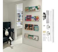 Perche de Sauvetage Kit de Quincaillerie Porte Bibliothèque Coulissante Cachée, Système de Rail Porte Fantôme Invisible, Kit Porte de Grange Soft Close Monté au Mur(125cm/49.2in)