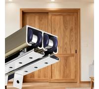 Perche de Sauvetage Kit de Quincaillerie pour Porte Coulissante à Double Dérivation, Guide de Porte Escamotable pour Porte en Bois, Rail et Roulettes pour Porte de Placard(Champagne,62in/157cm)