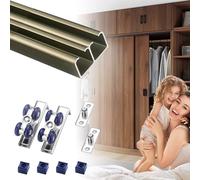 Perche de Sauvetage Kit de Quincaillerie pour Porte Coulissante Double en Bois, Guide de Porte de Placard, Rail de Porte de Placard Coulissant de 60, 70, 90 et 120 cm(Champagne,850cm/334.6in)